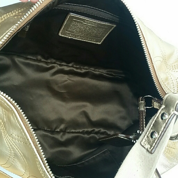 PRICE FIRM METALLIC GOLD LEATHER BAG AND WALLET - Picture 8 of 8